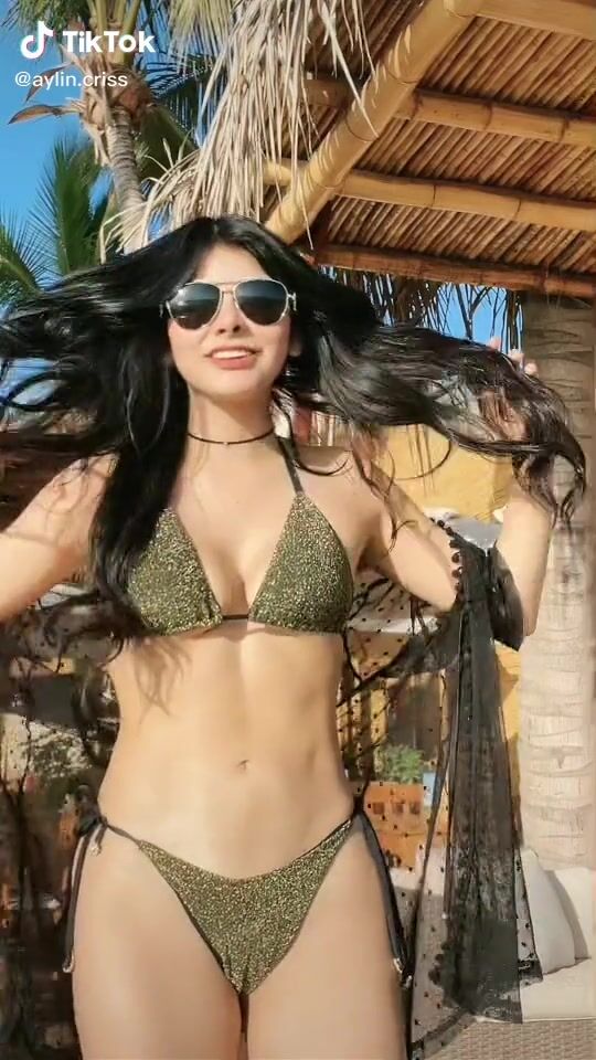 Sexy Aylin Criss Shows Cleavage In Olive Bikini Sexyfilter