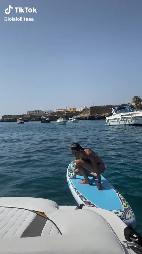 Beautiful Lola Moreno Marco In Sexy Black Bikini Top On A Boat