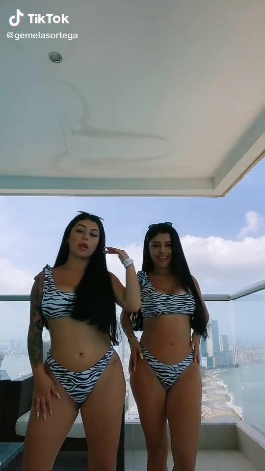 Hottest Gemelas Ortega In Zebra Bikini On The Balcony Sexyfilter