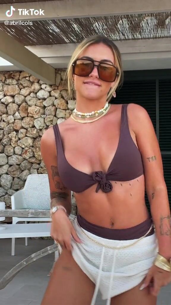 Beautiful Abril Cols In Sexy Brown Bikini Top Sexyfilter