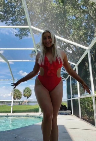 2. Breathtaking Alexandria Knight in Red Swimsuit