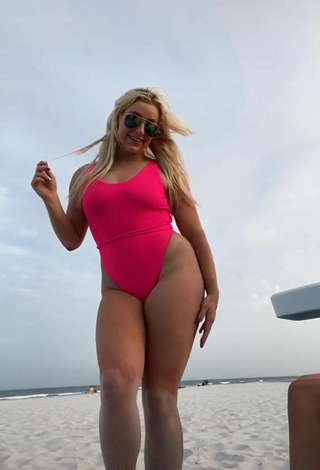 Fine Alexandria Knight in Sweet Pink Swimsuit at the Beach