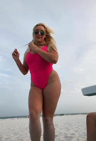 2. Fine Alexandria Knight in Sweet Pink Swimsuit at the Beach