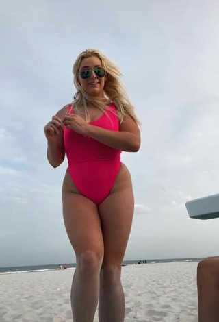 3. Fine Alexandria Knight in Sweet Pink Swimsuit at the Beach