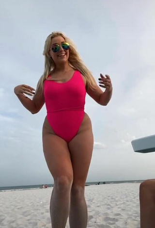 4. Fine Alexandria Knight in Sweet Pink Swimsuit at the Beach
