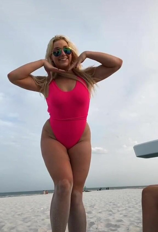 5. Fine Alexandria Knight in Sweet Pink Swimsuit at the Beach