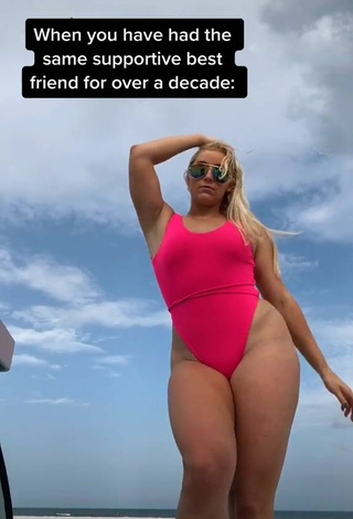 2. Wonderful Alexandria Knight in Pink Swimsuit at the Beach