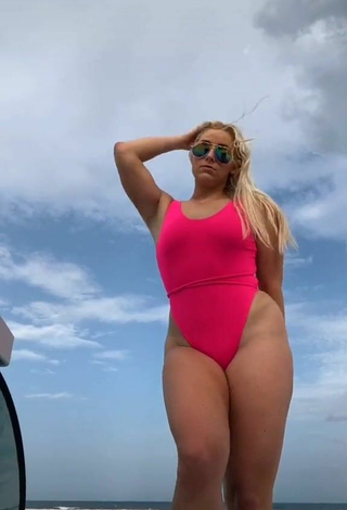Wonderful Alexandria Knight in Pink Swimsuit at the Beach