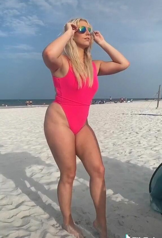 5. Wonderful Alexandria Knight in Pink Swimsuit at the Beach