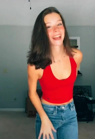 Cute Alexis Dudley in Red Tank Top
