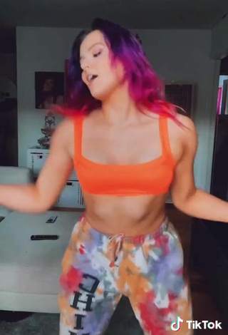 4. Sexy Abigail Barlow in Orange Sport Bra and Bouncing Boobs