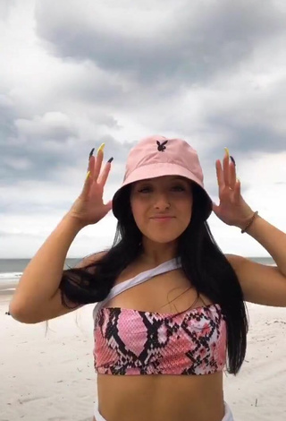 Sexy Brooke Sanchez in Snake Print Bikini Top at the Beach