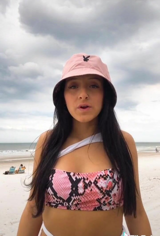 4. Sexy Brooke Sanchez in Snake Print Bikini Top at the Beach