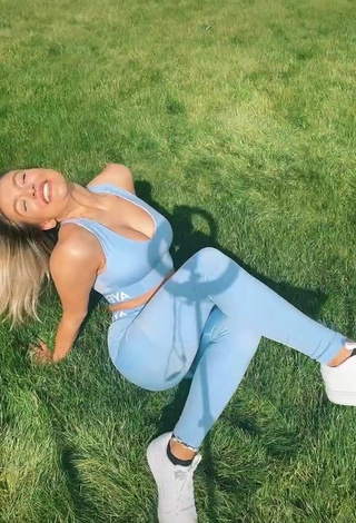 3. Hot Molly Marsh Shows Cleavage in Blue Sport Bra and Bouncing Boobs