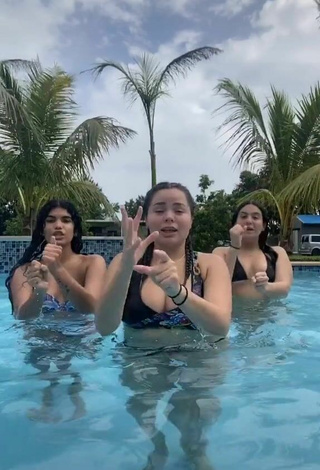 3. Hot Sammy Duarte in Floral Bikini Top at the Swimming Pool