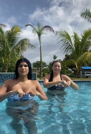 4. Sexy Sammy Duarte in Floral Bikini Top at the Pool