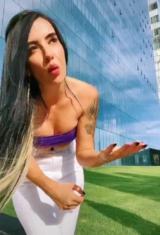2. Hot Adriana Valcárcel in Violet Tube Top in a Street