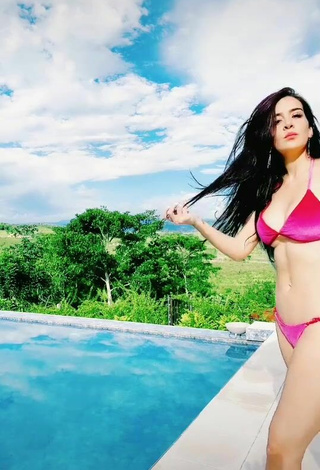 Seductive Adriana Valcárcel in Pink Bikini at the Pool
