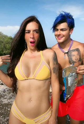 2. Erotic Adriana Valcárcel in Yellow Bikini at the Beach