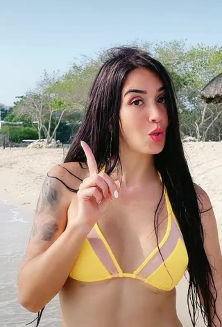 2. Amazing Adriana Valcárcel in Hot Yellow Bikini at the Beach