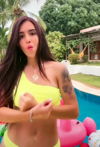 5. Sweetie Adriana Valcárcel in Yellow Bikini at the Swimming Pool