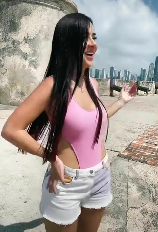 4. Sweetie Adriana Valcárcel in Pink Swimsuit in a Street