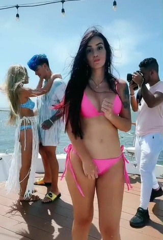 2. Hot Adriana Valcárcel in Pink Bikini on a Boat