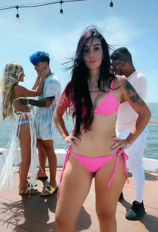 3. Hot Adriana Valcárcel in Pink Bikini on a Boat