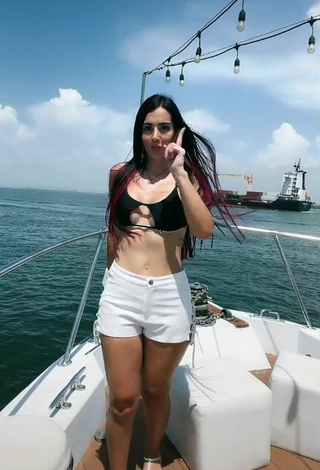 Hot Adriana Valcárcel in Black Bikini Top on a Boat
