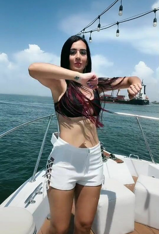 3. Hot Adriana Valcárcel in Black Bikini Top on a Boat