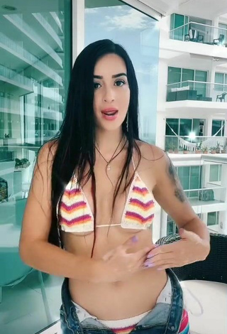 2. Sexy Adriana Valcárcel in Striped Bikini Top