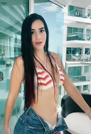 3. Sexy Adriana Valcárcel in Striped Bikini Top