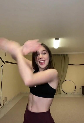 4. Sexy Alina Evita in Black Sport Bra in the Sports Club while doing Dance