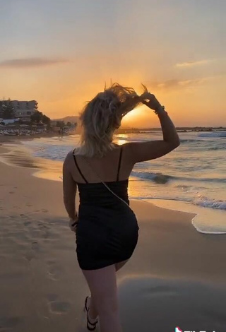 4. Hot Alina Mour in Black Dress at the Beach