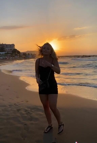 5. Hot Alina Mour in Black Dress at the Beach