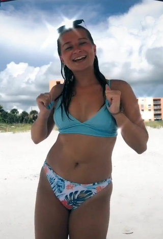 5. Cute Amanda Bober in Blue Bikini Top at the Beach