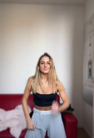 Sexy Ambra Cotti in Black Crop Top and Bouncing Boobs