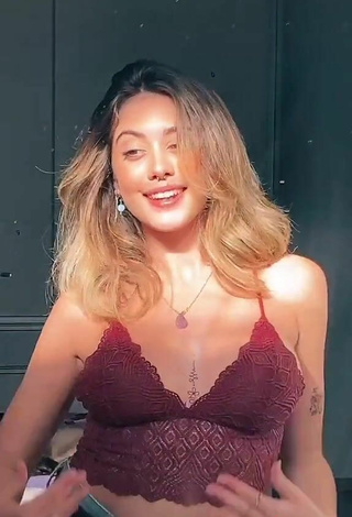 5. Amazing Ananda Morais in Hot Red Crop Top and Bouncing Tits without Brassiere
