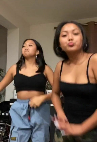 Adorable Anneston Pisayavong in Seductive Black Crop Top while doing Dance