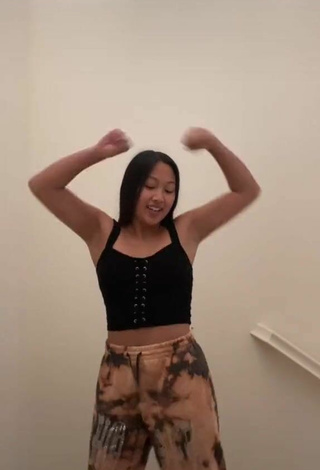 3. Beautiful Anneston Pisayavong in Sexy Black Crop Top and Bouncing Breasts