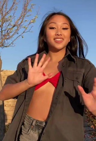 Sexy Anneston Pisayavong in Red Crop Top while doing Dance
