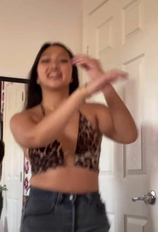 Sexy Anneston Pisayavong in Leopard Hot Top and Bouncing Boobs while doing Dance