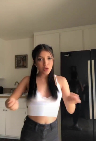 Sweet Ashley Valdez in Cute White Crop Top without Bra