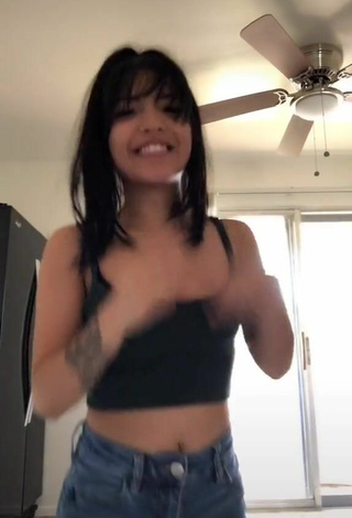 4. Hottie Ashley Valdez Shows Cleavage and Bouncing Boobs in Black Crop Top