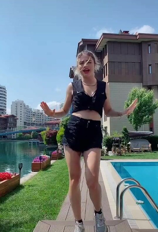 5. Sweetie Asya Burcum in Black Crop Top at the Swimming Pool