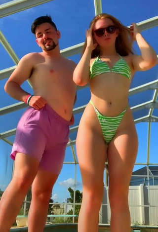 Sexy Bailey Hurley in Striped Bikini at the Swimming Pool