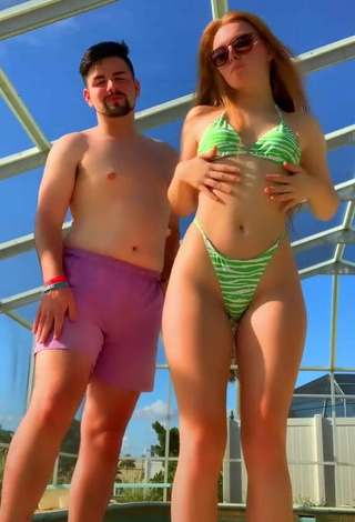 2. Sexy Bailey Hurley in Striped Bikini at the Swimming Pool