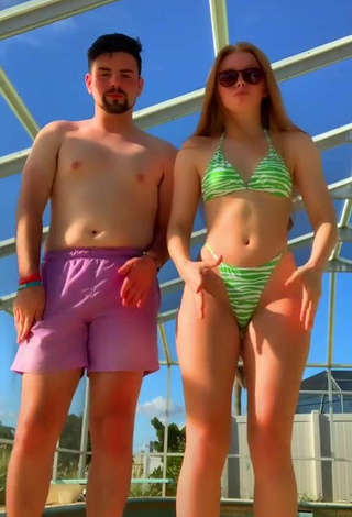 4. Sexy Bailey Hurley in Striped Bikini at the Swimming Pool