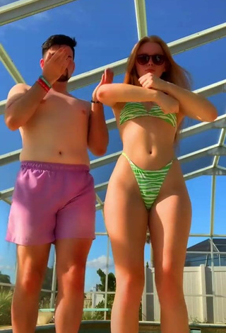 5. Sexy Bailey Hurley in Striped Bikini at the Swimming Pool