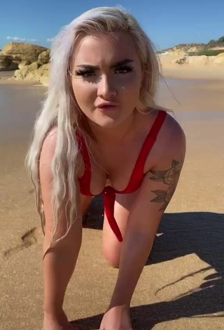 4. Sexy Lowri Rose-Williams Shows Cleavage in Red Bikini at the Beach